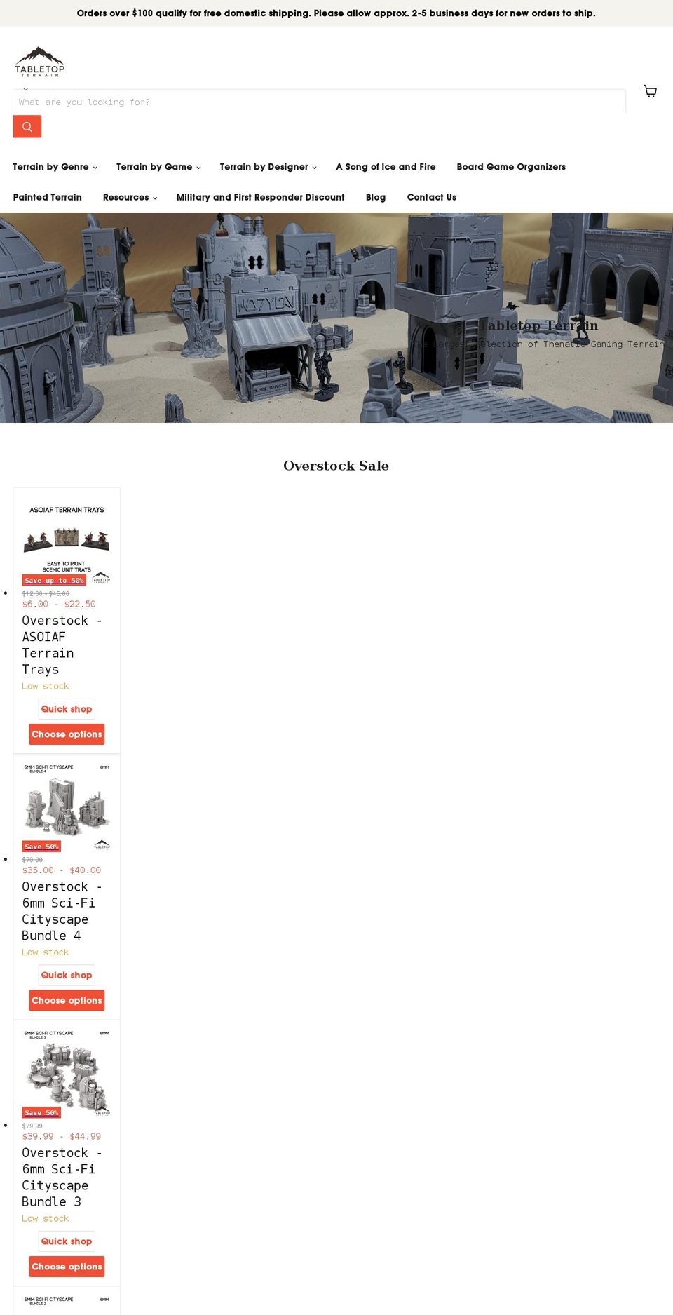 tabletopterrain.com shopify website screenshot