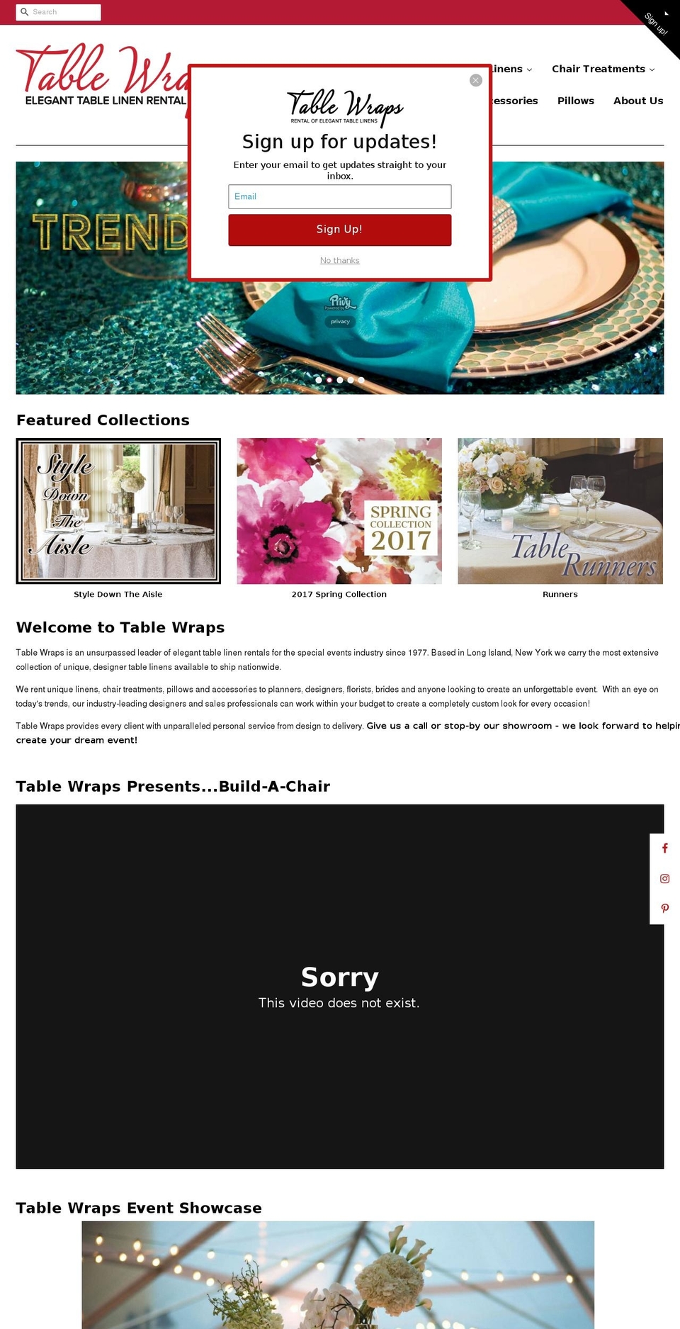 tablewraps.com shopify website screenshot