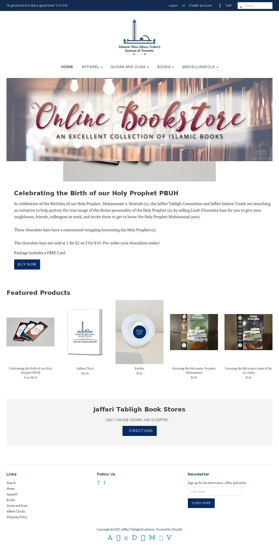 tablighbookstore.com — Shopify storefront screenshot