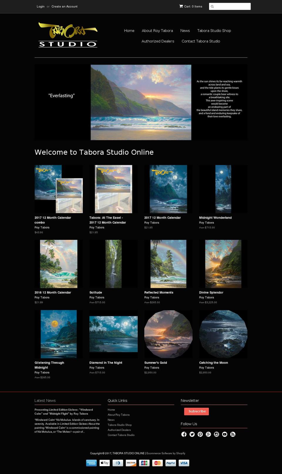 taborastudio.com shopify website screenshot