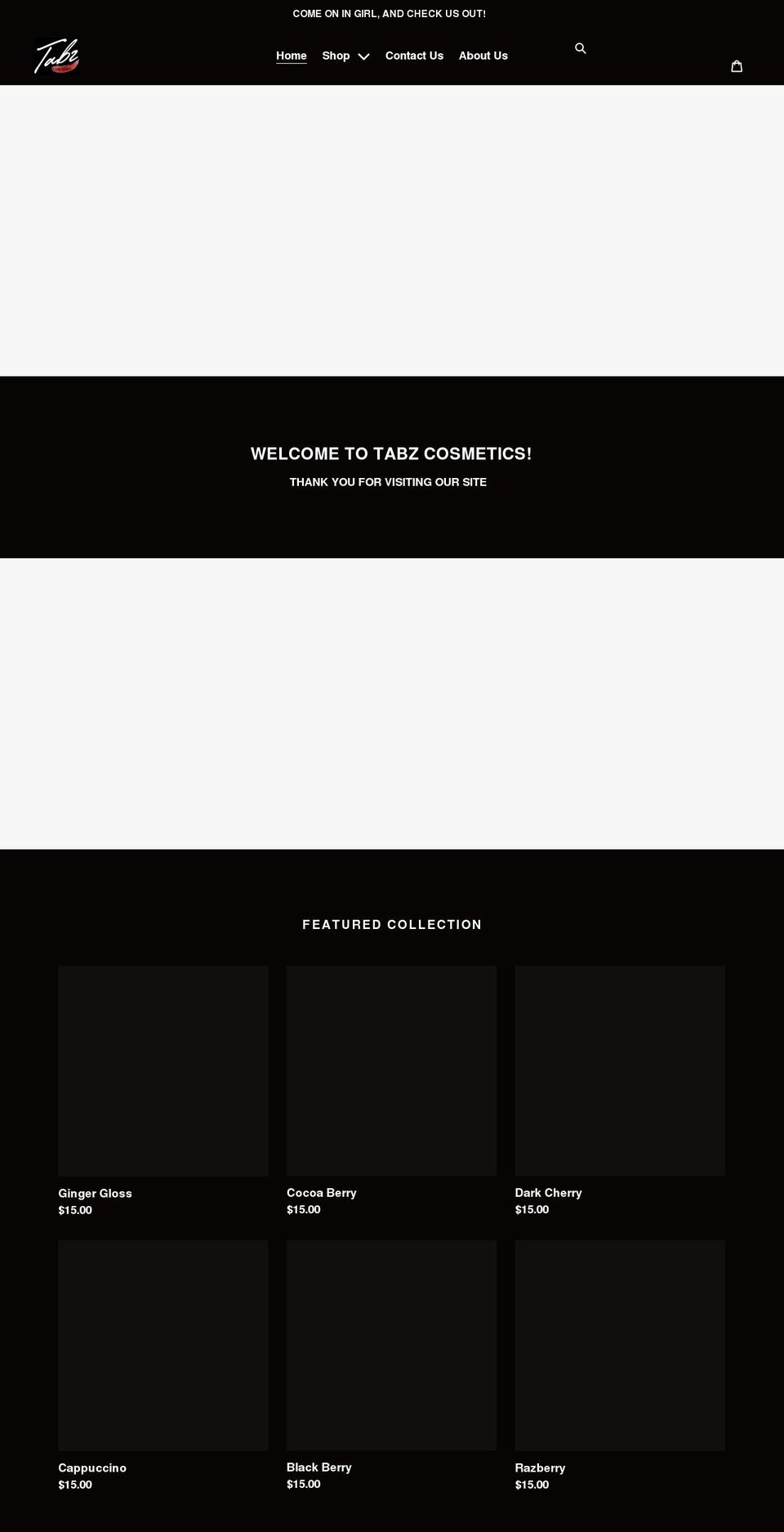 tabzcosmetics.com shopify website screenshot