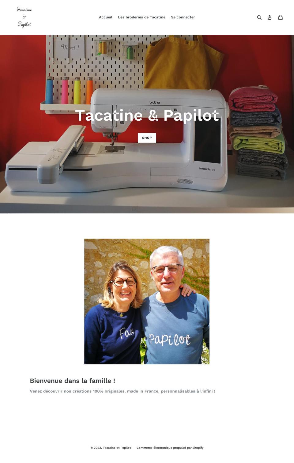 tacatineetpapilot.com — Shopify storefront screenshot