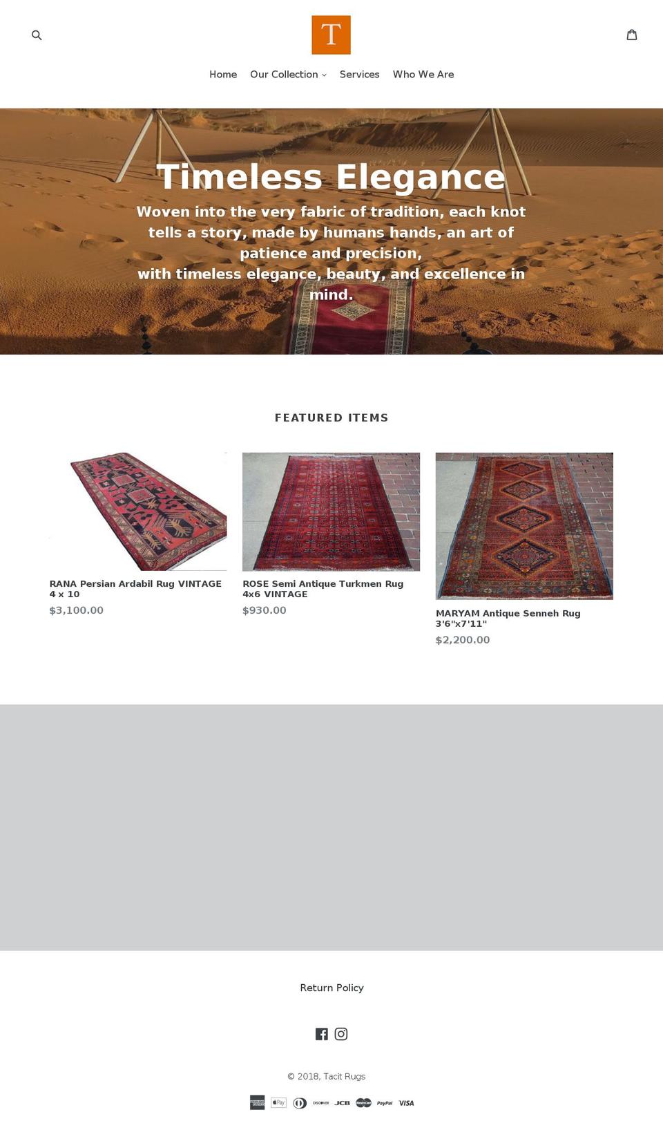 tacitrugs.com — Shopify storefront screenshot