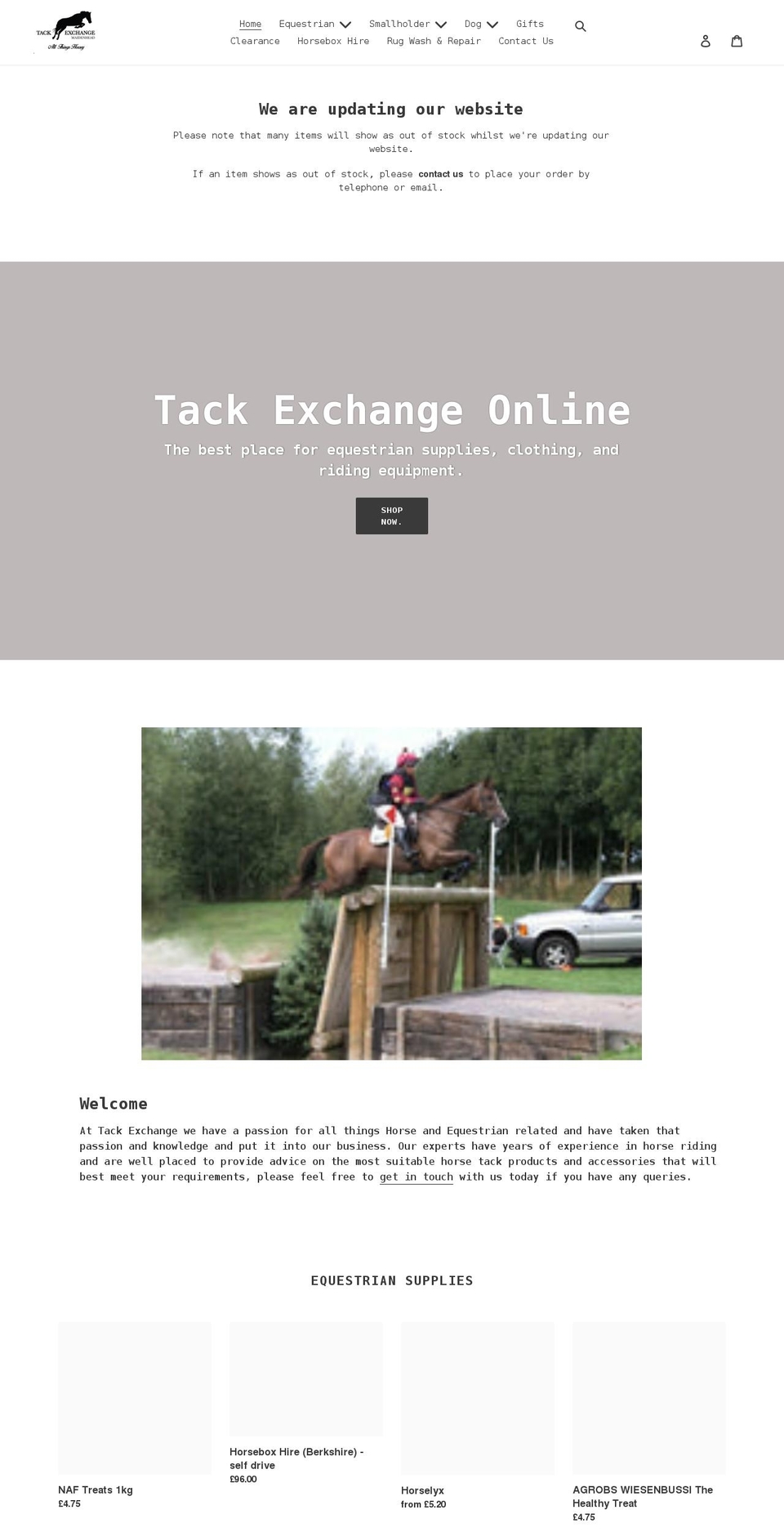 tack-exchange.co.uk shopify website screenshot