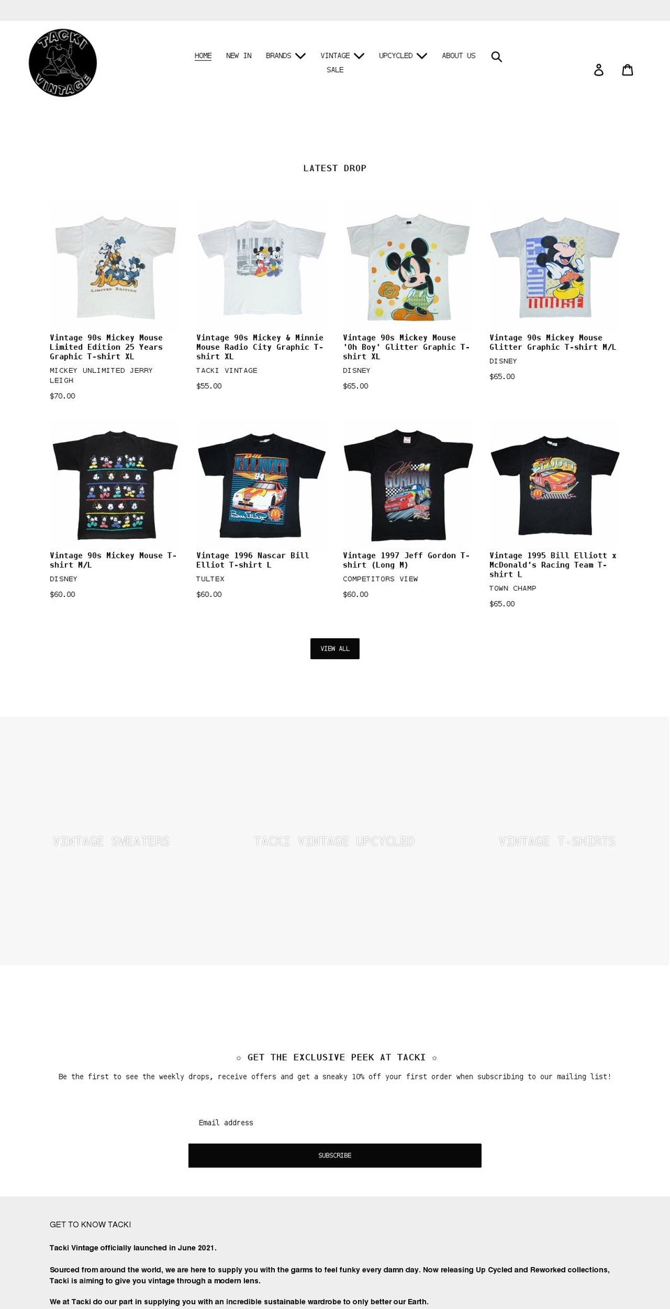 tackivintage.com shopify website screenshot