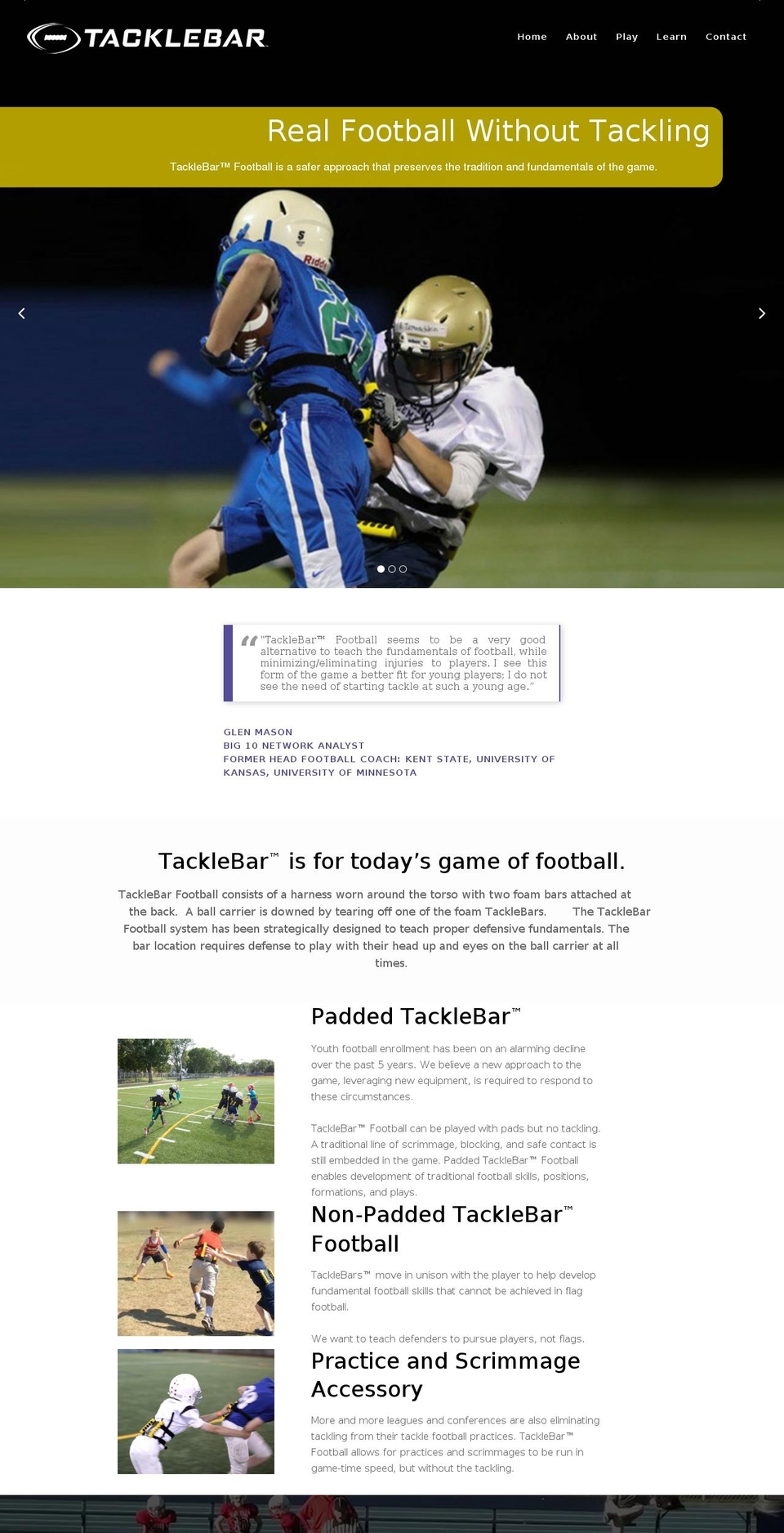 tacklebarfootball.com shopify website screenshot