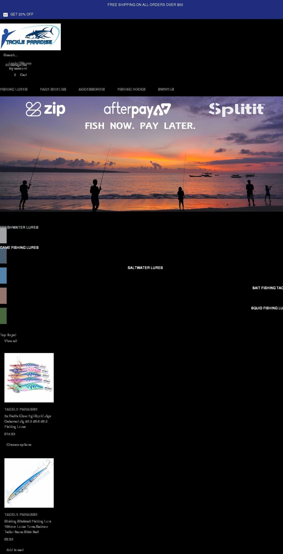 tackleparadise.com.au shopify website screenshot