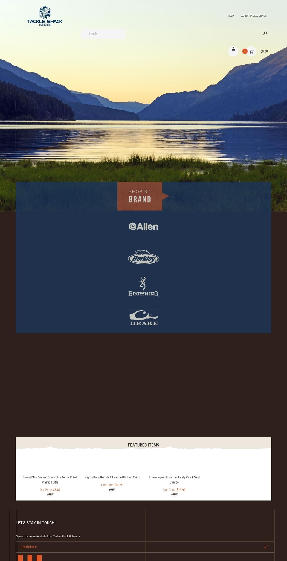 tackleshackoutdoors.com shopify website screenshot