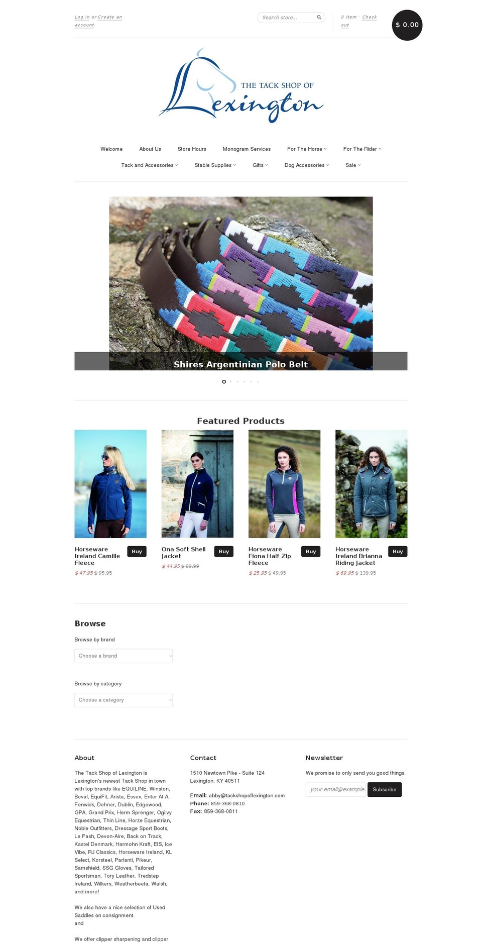 tackshopoflexington.com shopify website screenshot