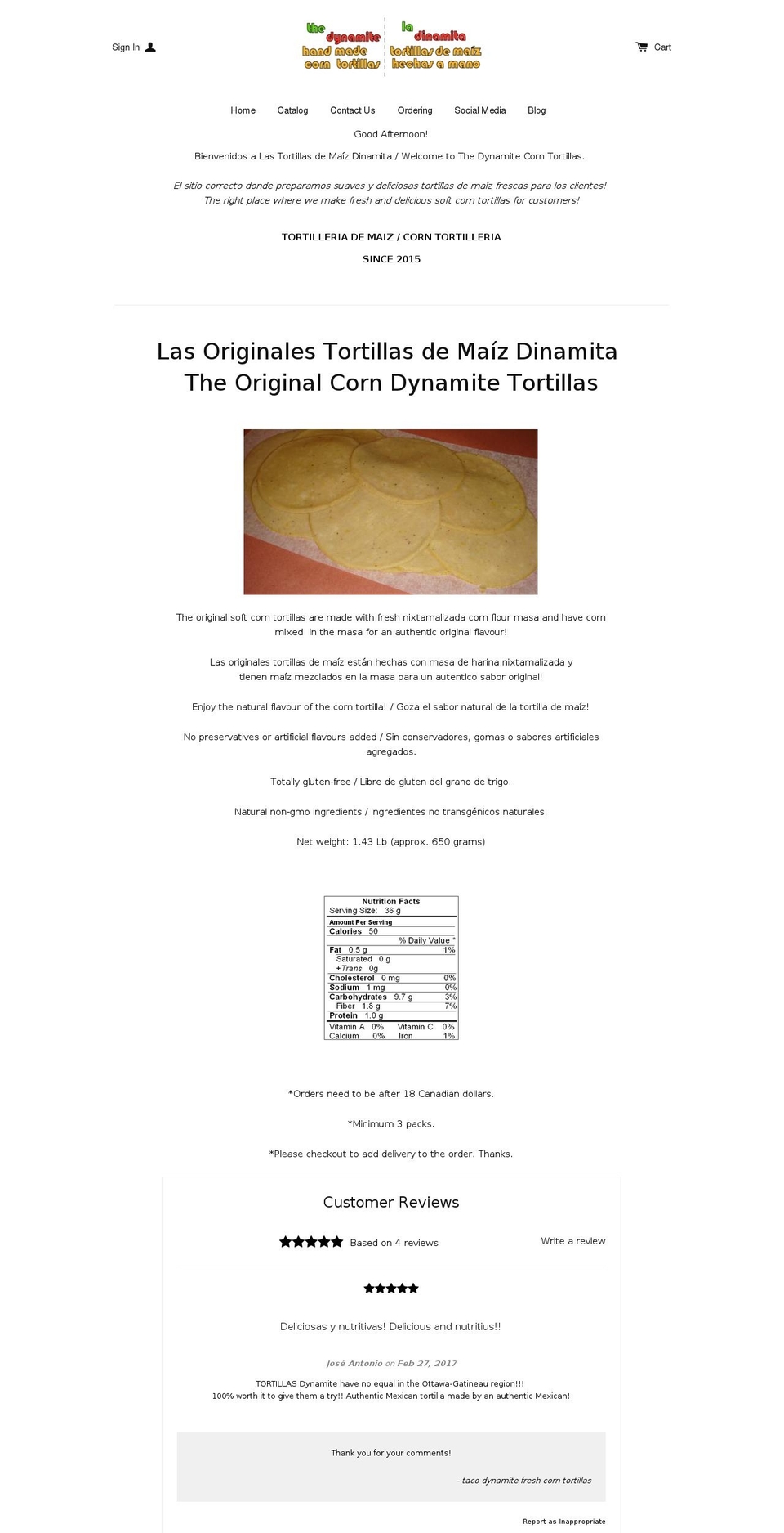 tacodynamite.ca shopify website screenshot