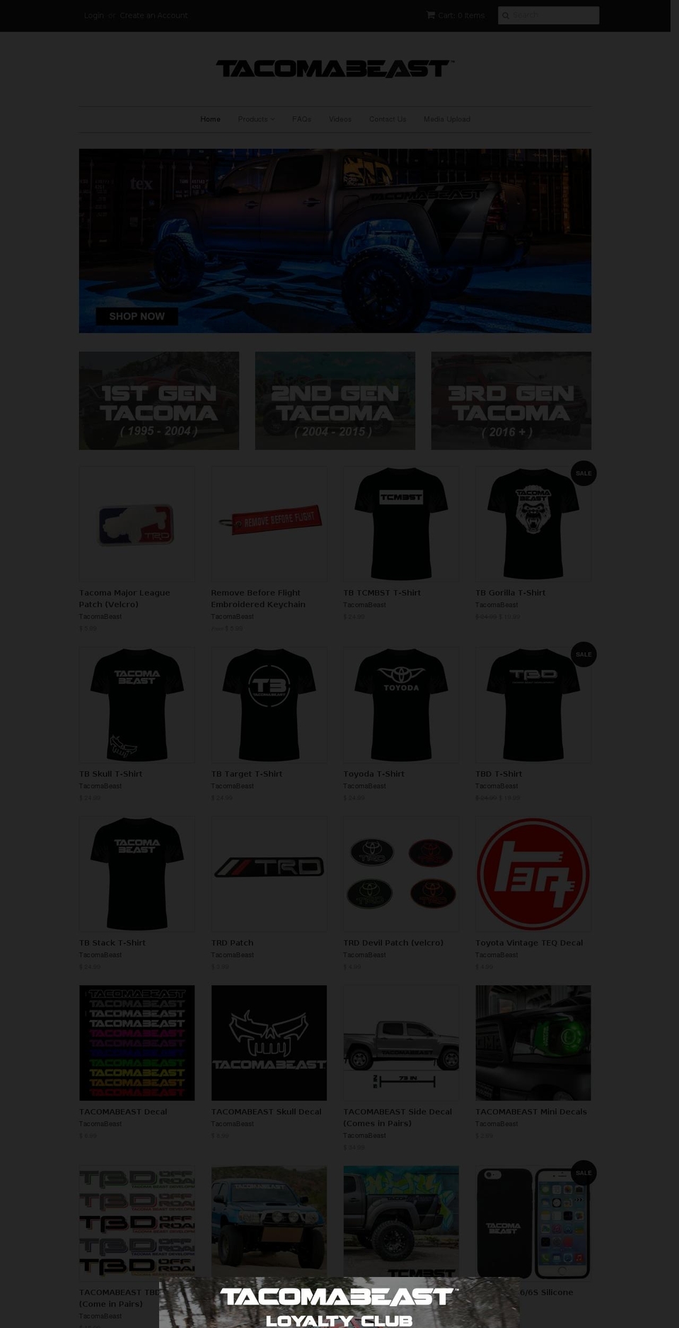 tacomabeast.com shopify website screenshot