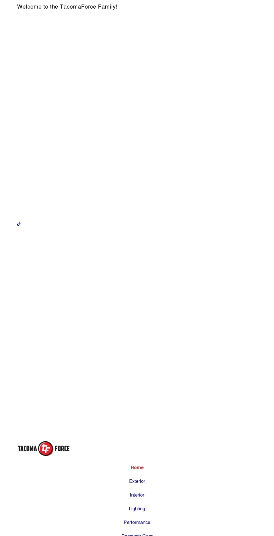 tacomaforce.com shopify website screenshot