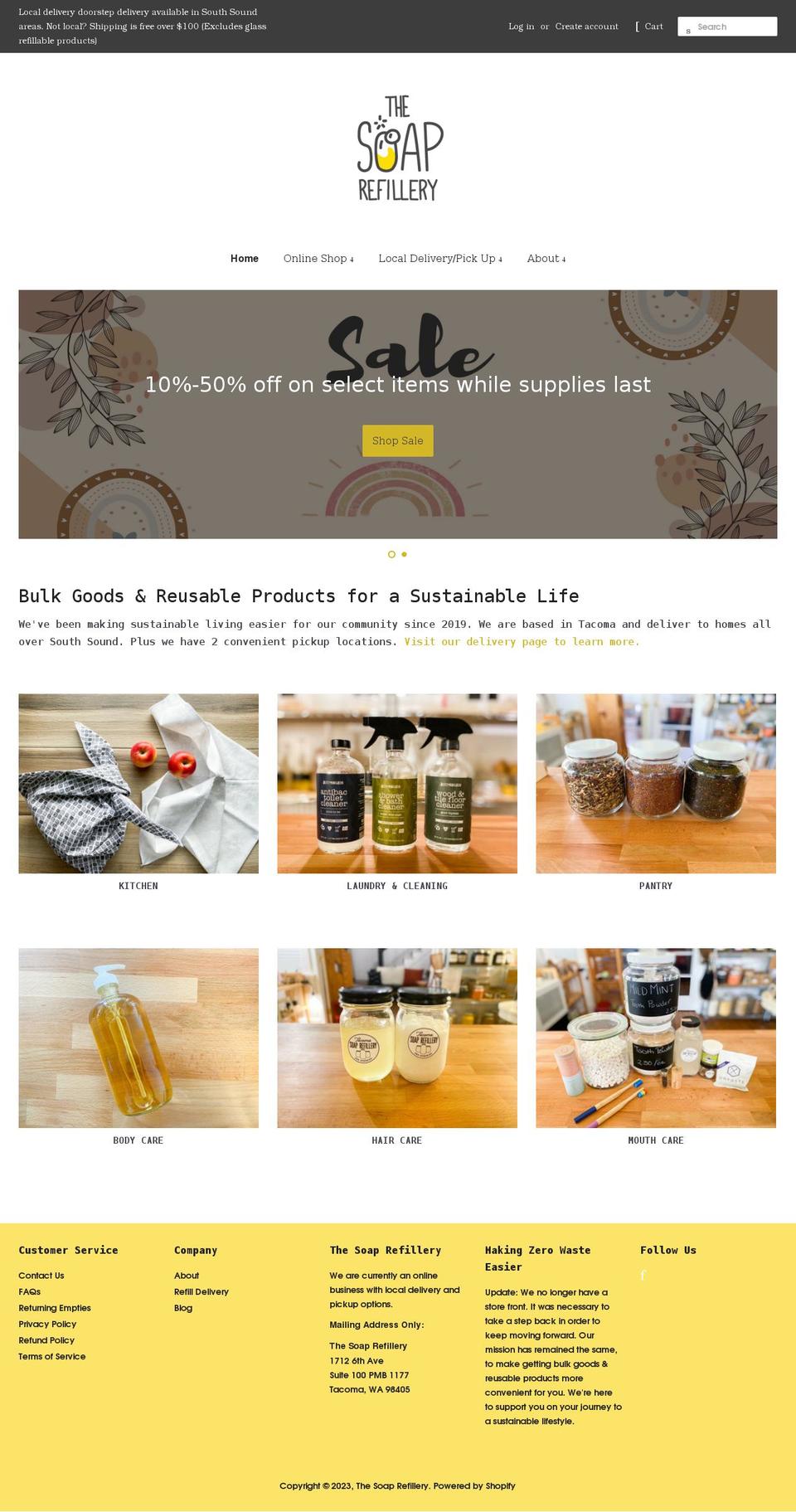 tacomasoaprefillery.com shopify website screenshot