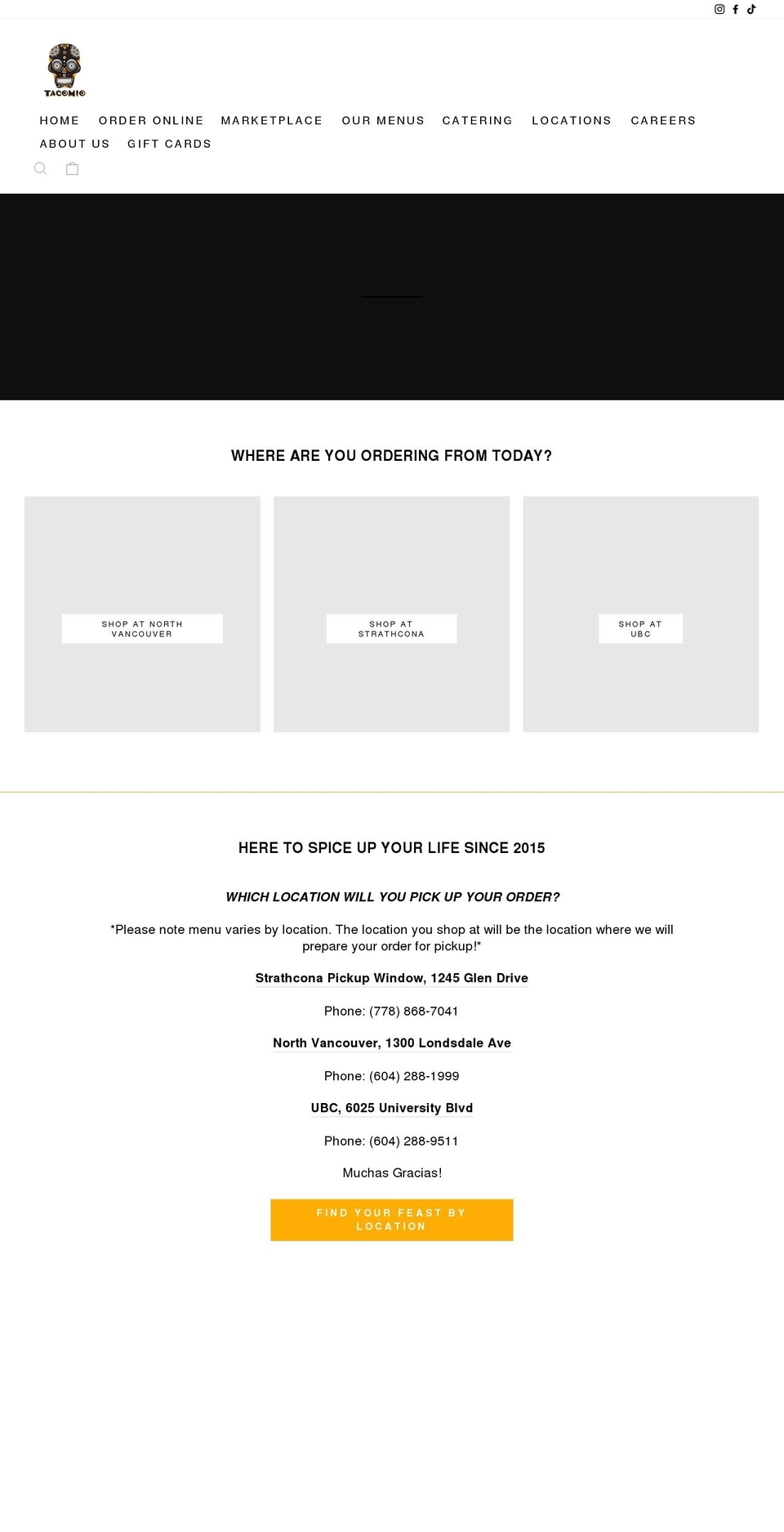tacomio.ca shopify website screenshot
