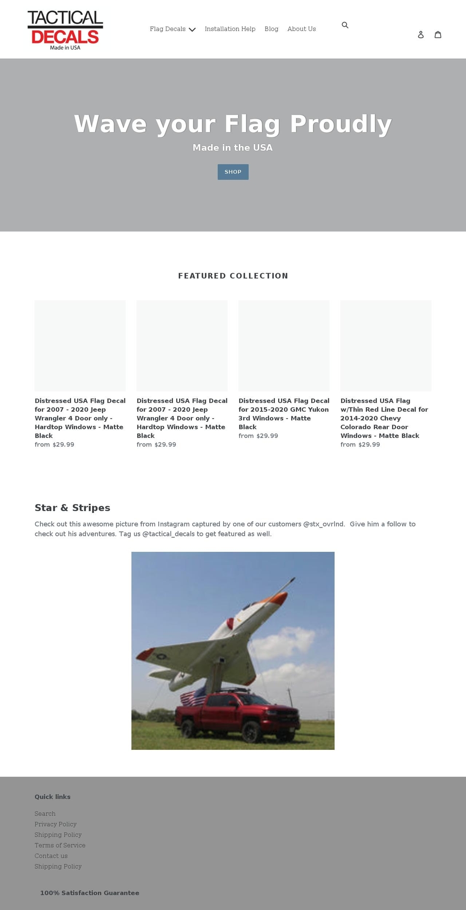 tactical-decals.com shopify website screenshot