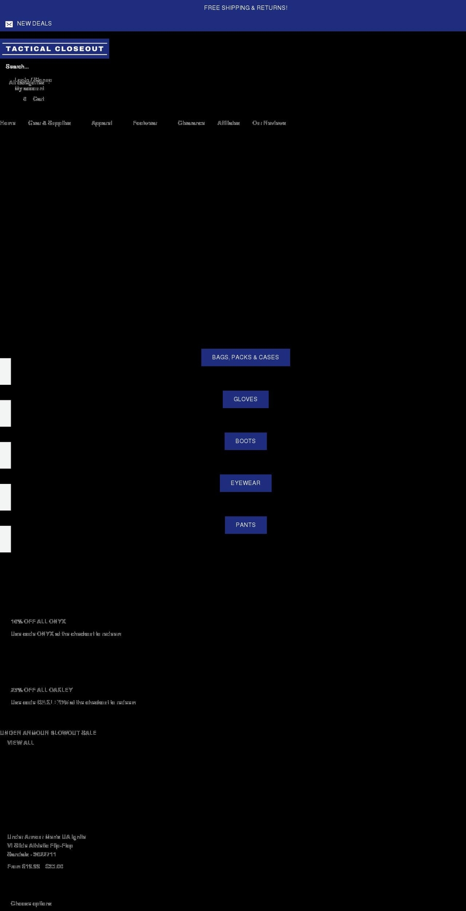 tacticalcloseout.com shopify website screenshot