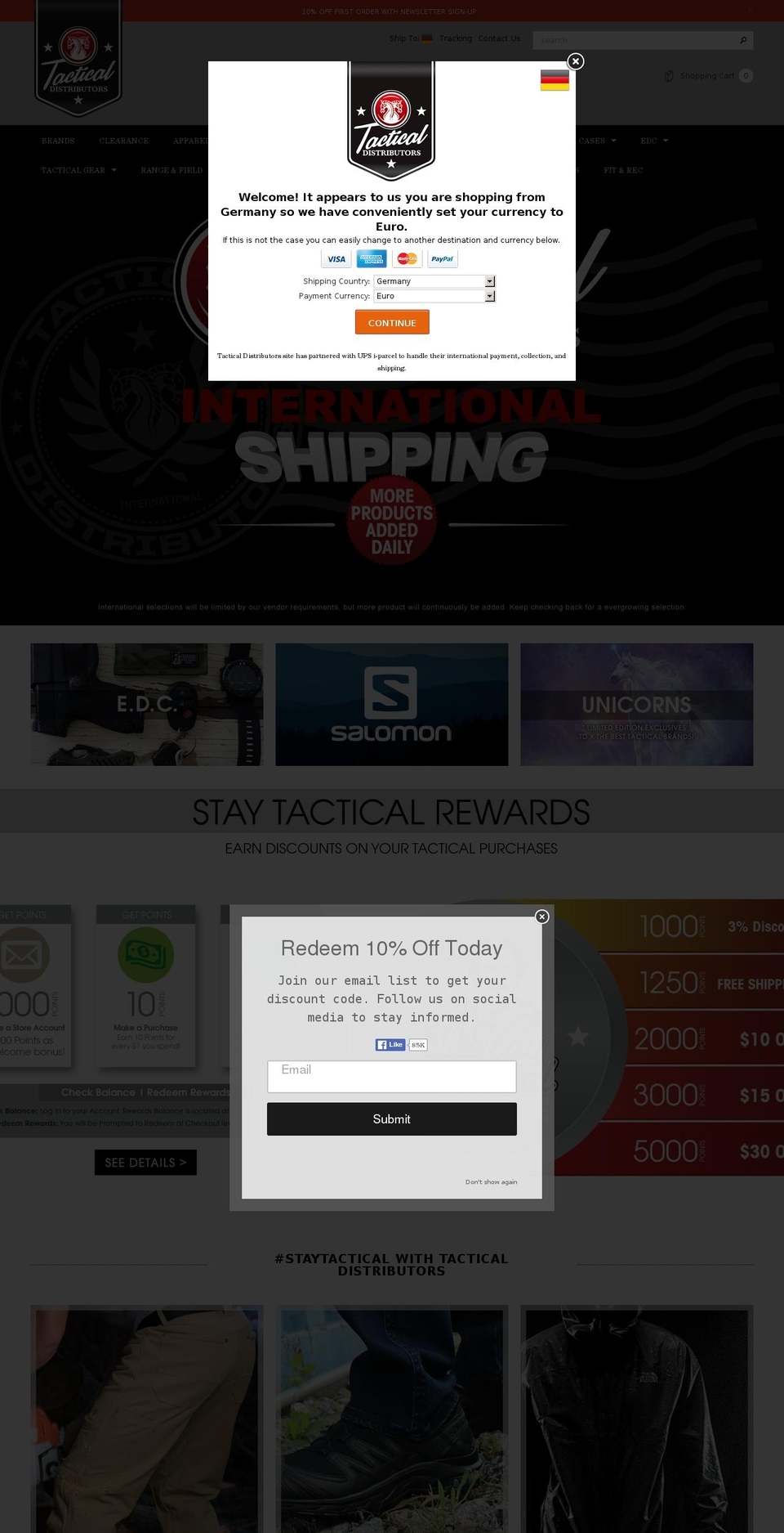 tacticaldistributors.com shopify website screenshot