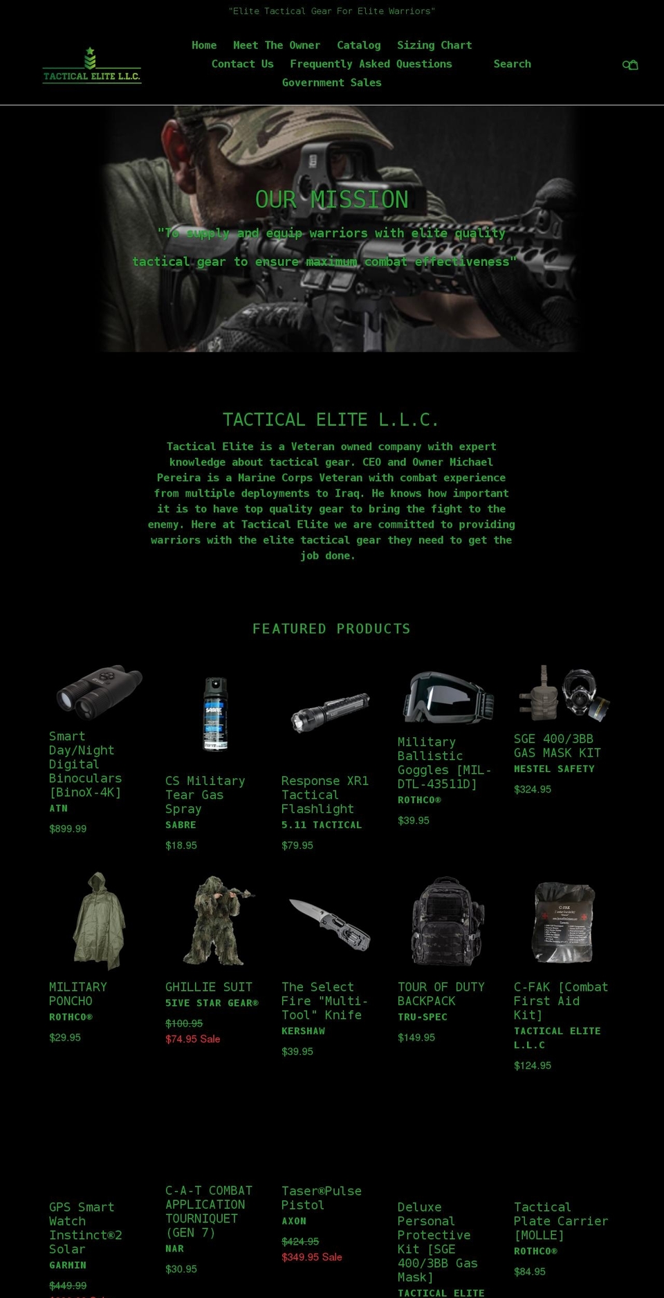 tacticalelitecompany.com shopify website screenshot