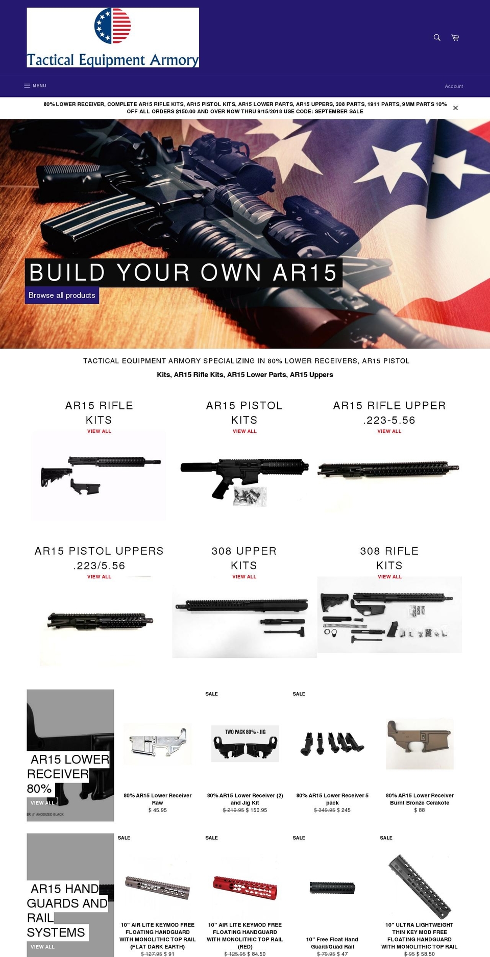 tacticalequipmentarmory.com — Shopify storefront screenshot