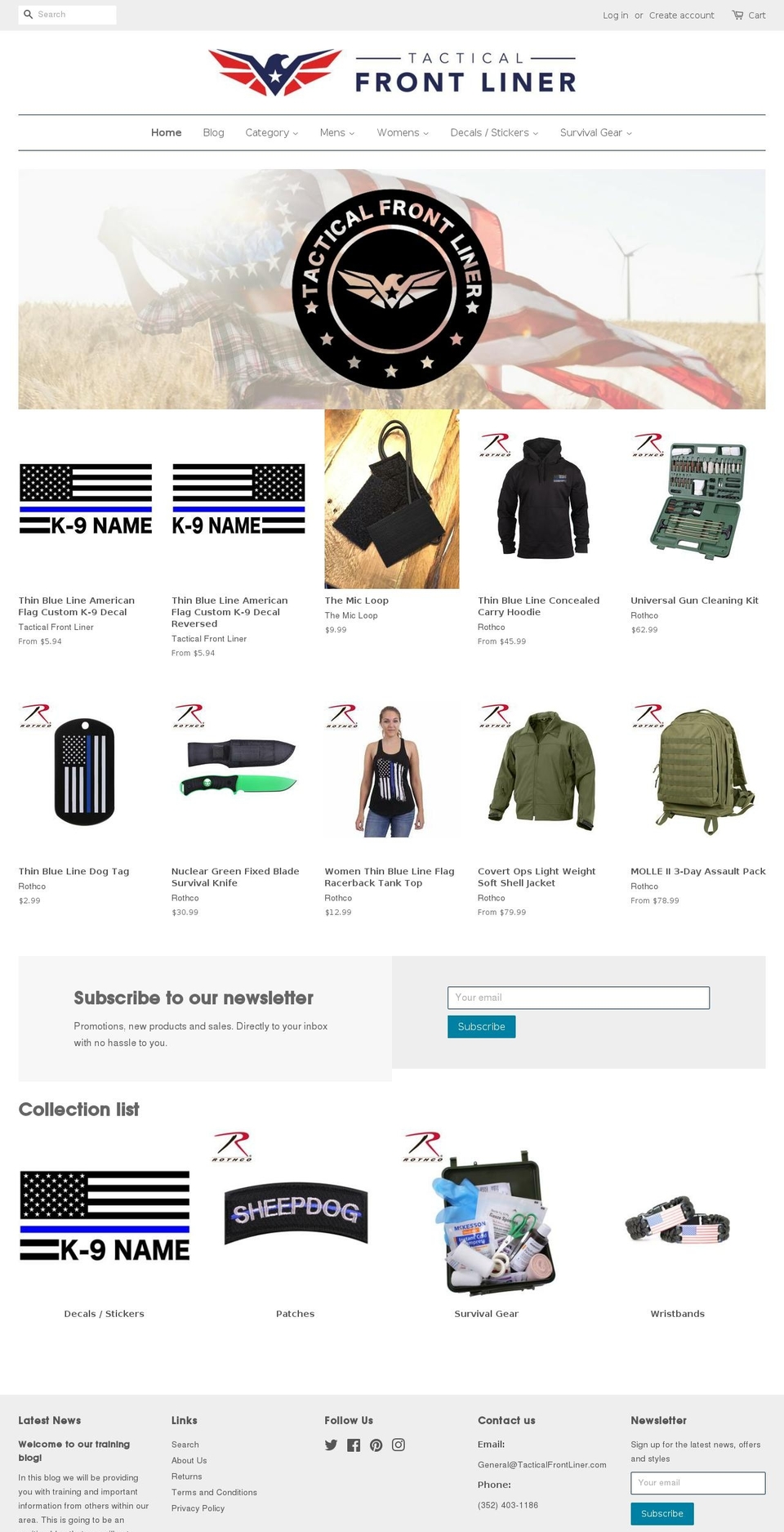 tacticalfrontliner.com shopify website screenshot