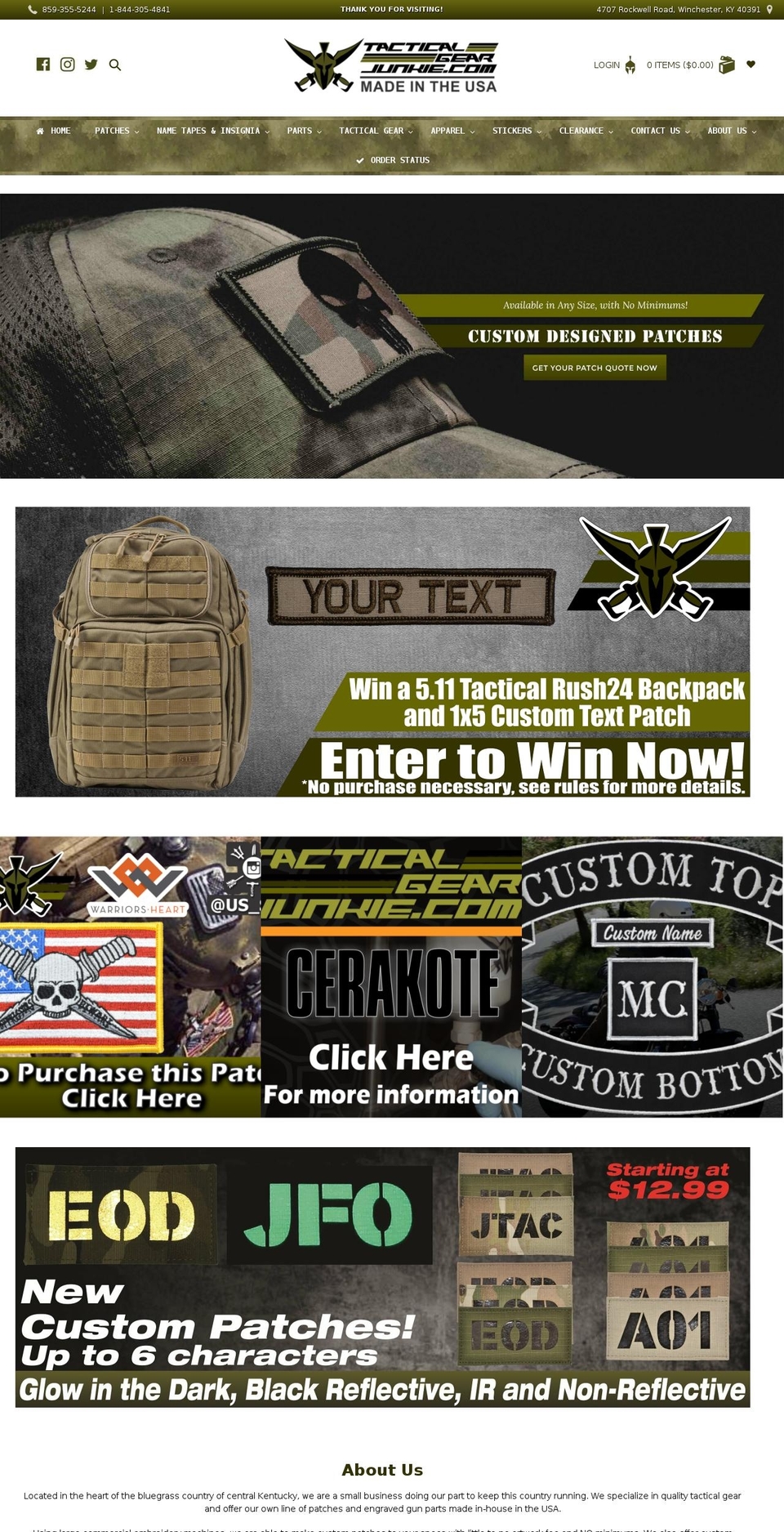 tacticalgearjunkie.com — Shopify storefront screenshot