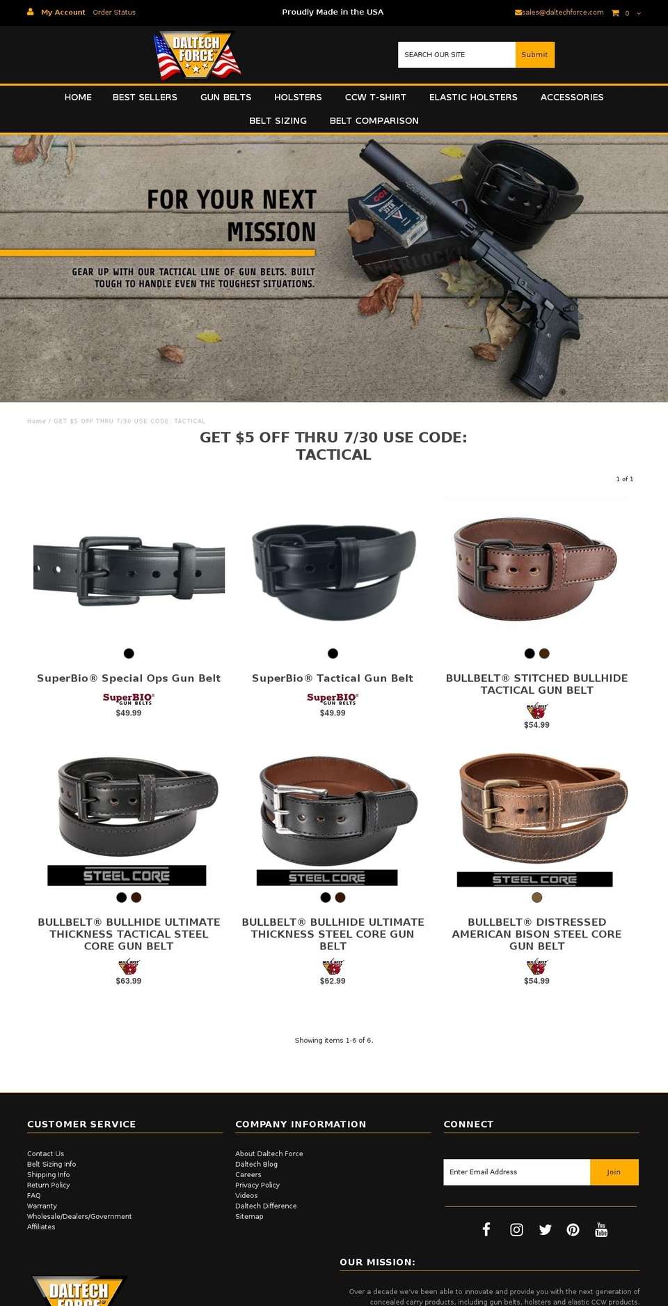 tacticalgunbelts.com — Shopify storefront screenshot