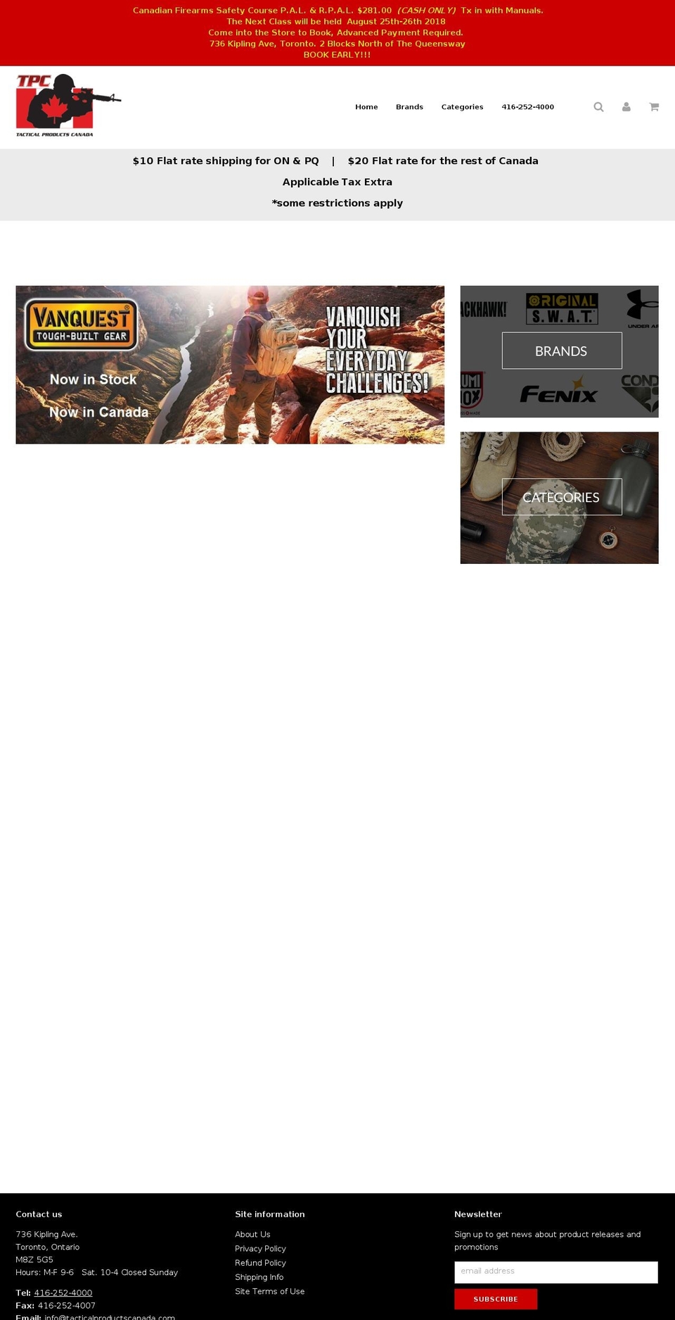 tacticalproductscanada.com shopify website screenshot