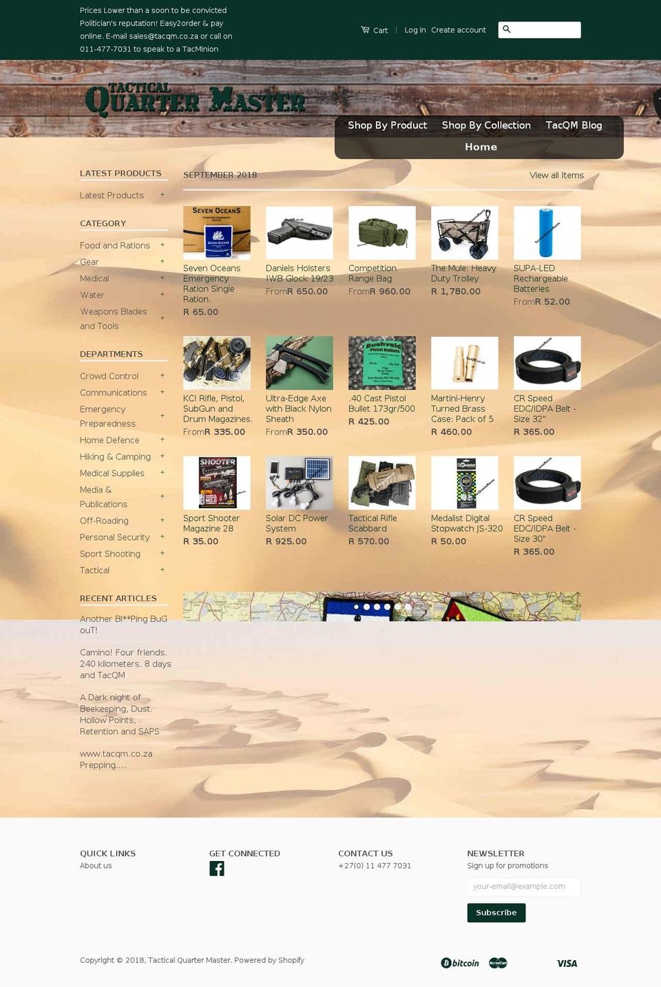 tacticalquartermaster.co.za shopify website screenshot