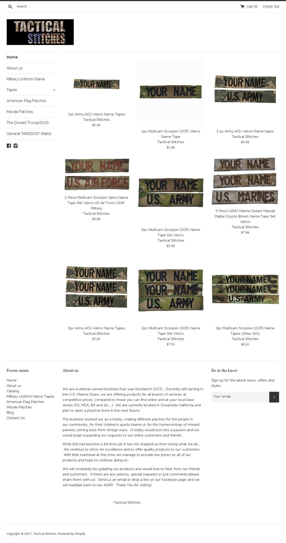 tacticalstitches.com shopify website screenshot