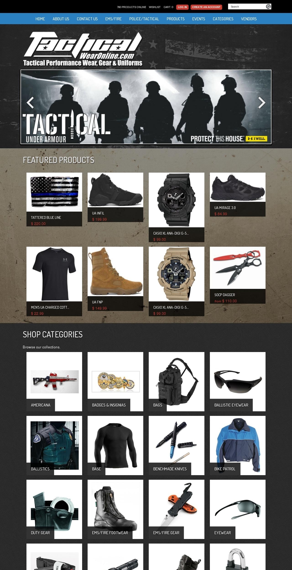 Pursuit Shopify theme site example tacticalwearonline.com