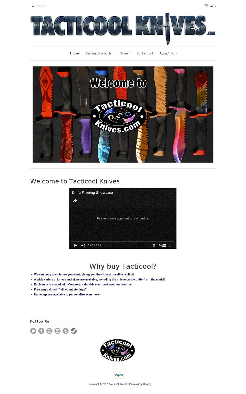 tacticoolknives.com shopify website screenshot