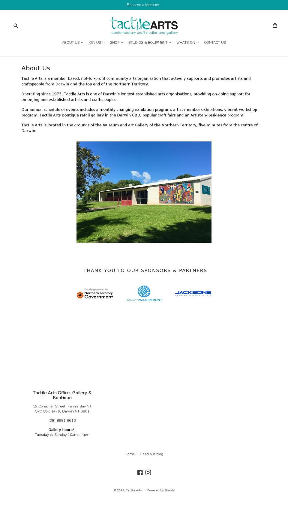 tactilearts.org.au shopify website screenshot
