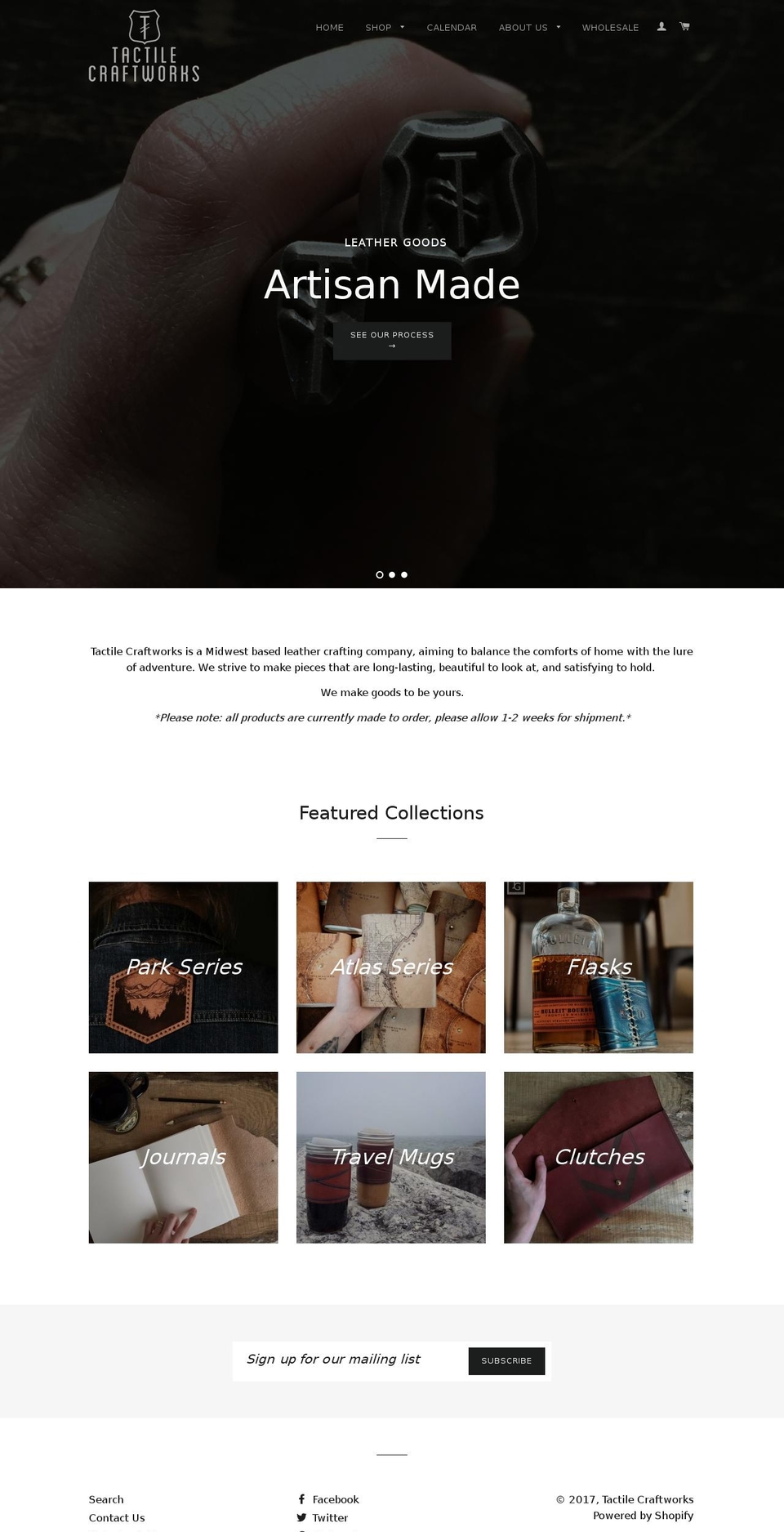 tactilecraftworks.com shopify website screenshot