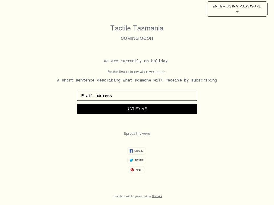 tactiletasmania.com.au shopify website screenshot