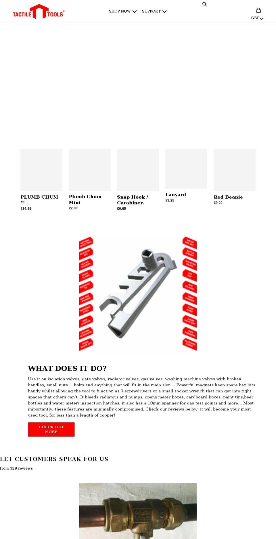 tactiletools.co.uk shopify website screenshot