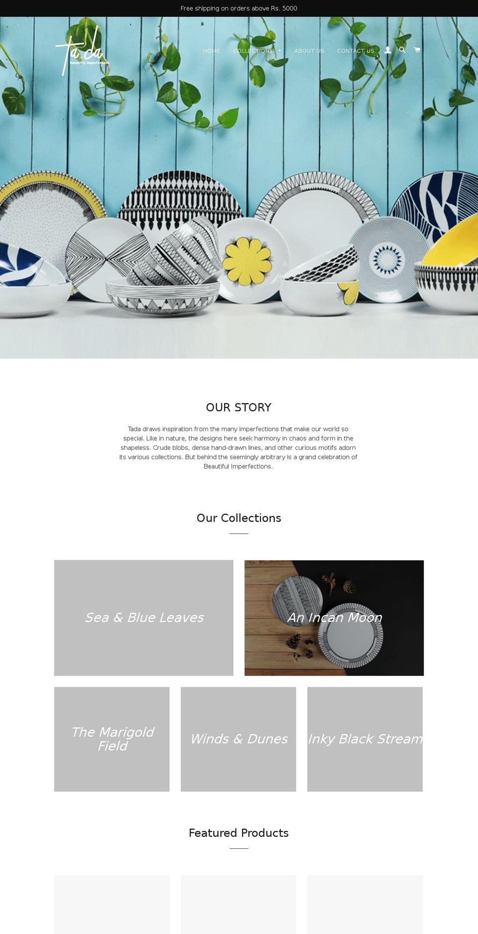 tada.co.in shopify website screenshot