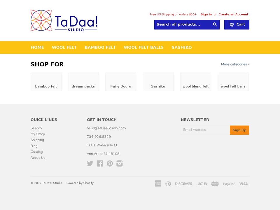 tadaastudio.com shopify website screenshot