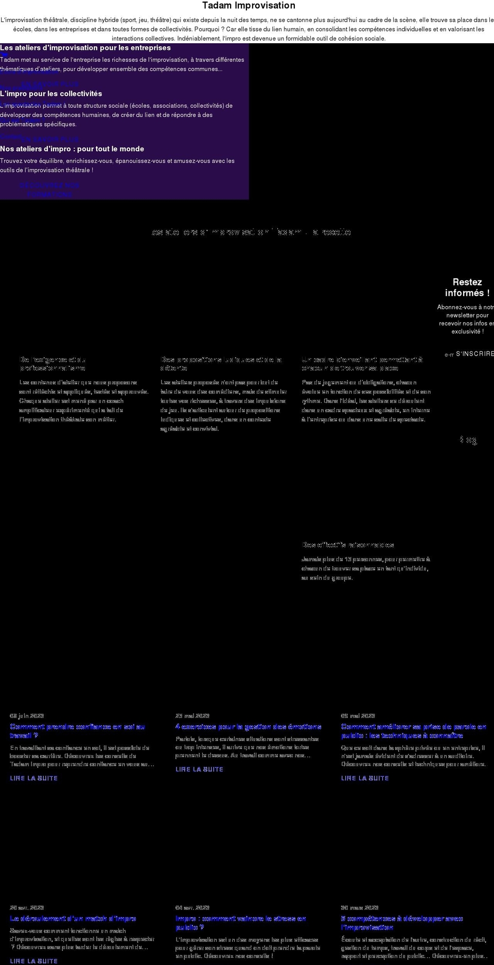 tadam-impro.fr shopify website screenshot