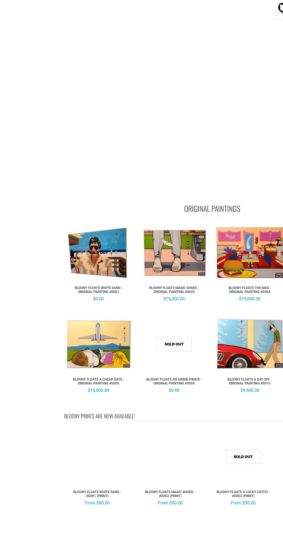 taddmillerart.com shopify website screenshot