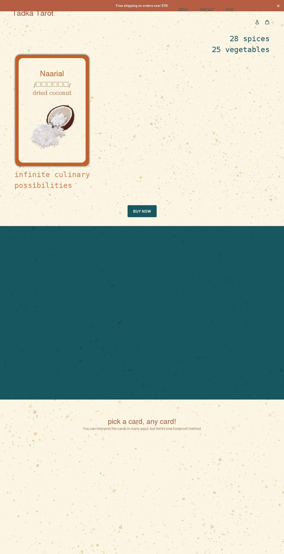 tadkatarot.com shopify website screenshot