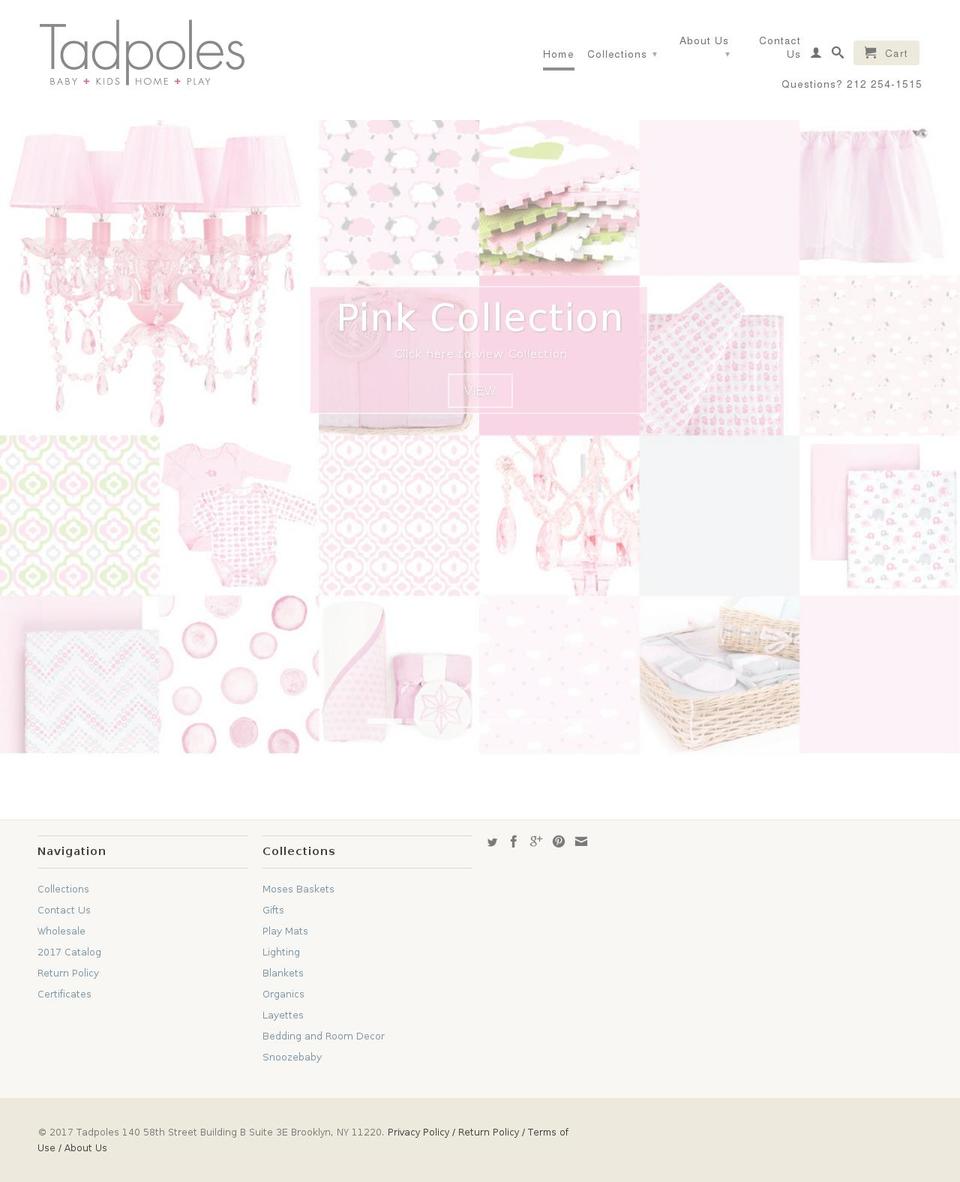 tadpoleshome.com shopify website screenshot