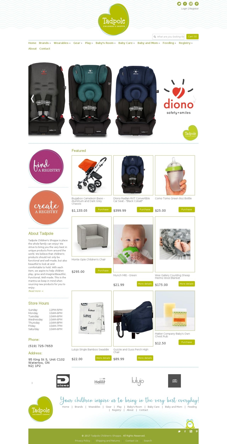 tadpoleshoppe.com shopify website screenshot