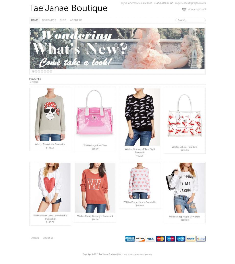 Couture Shopify theme site example taejanaeboutique.com