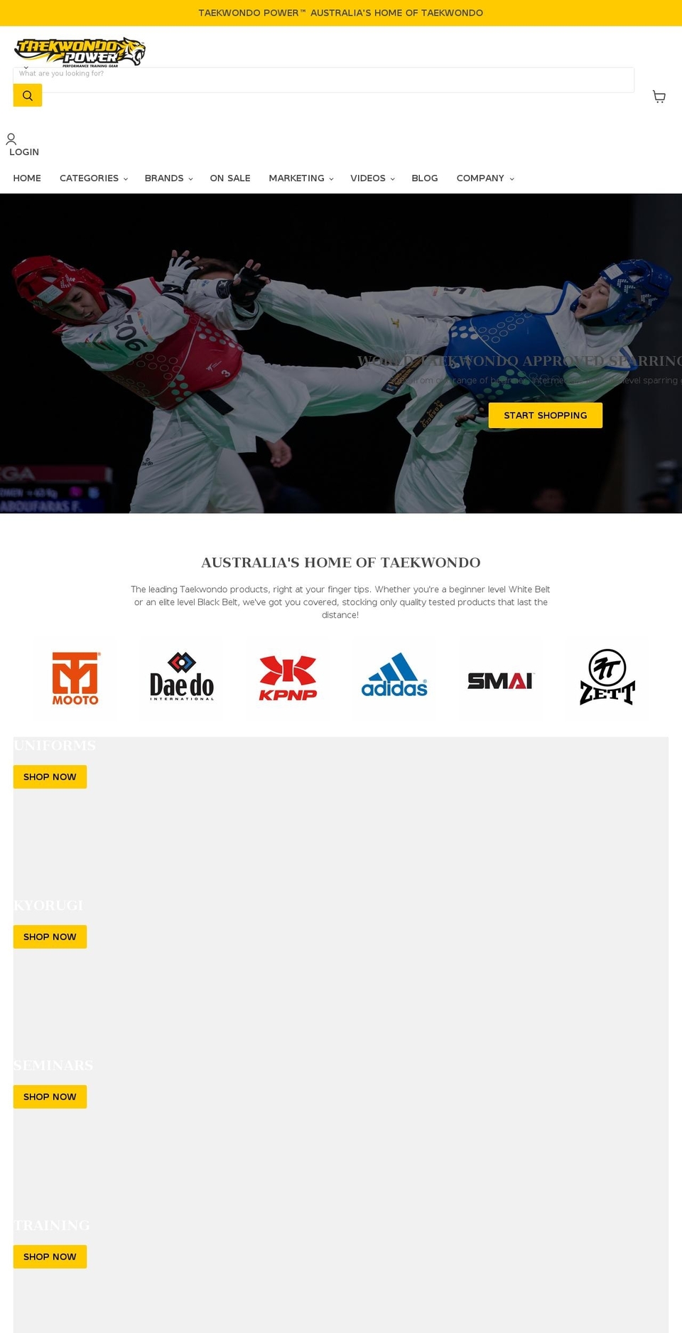 taekwondopower.com shopify website screenshot
