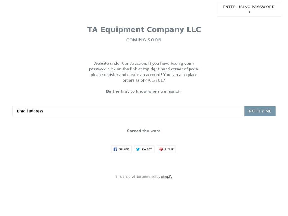 taequipment.com shopify website screenshot