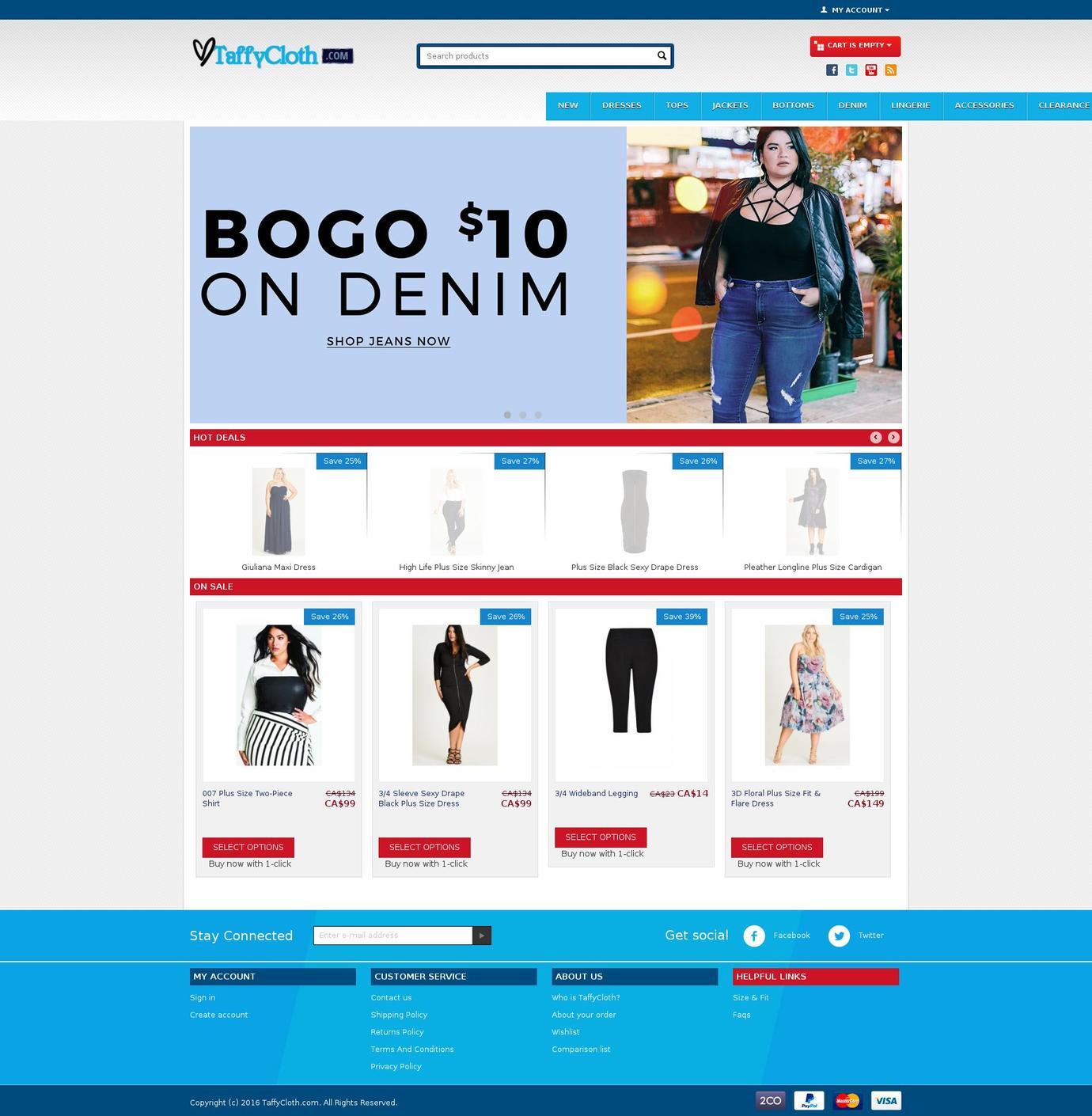 taffycloth.com shopify website screenshot