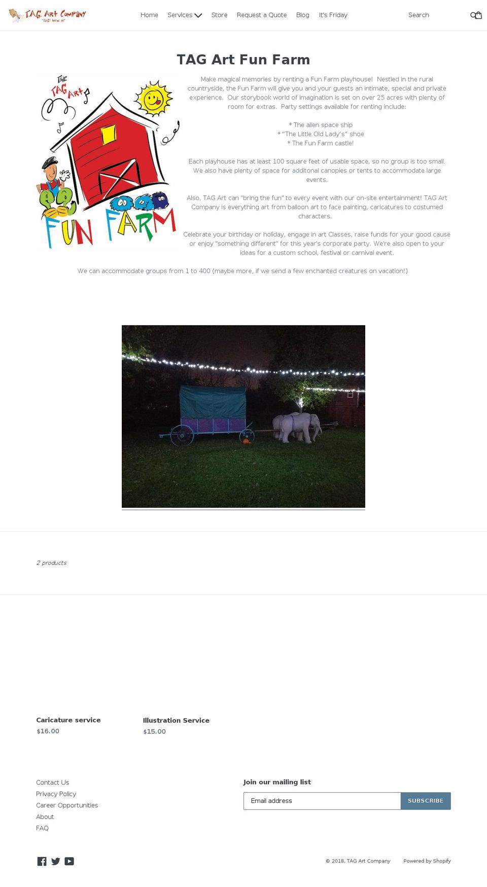 tagartfunfarm.com shopify website screenshot