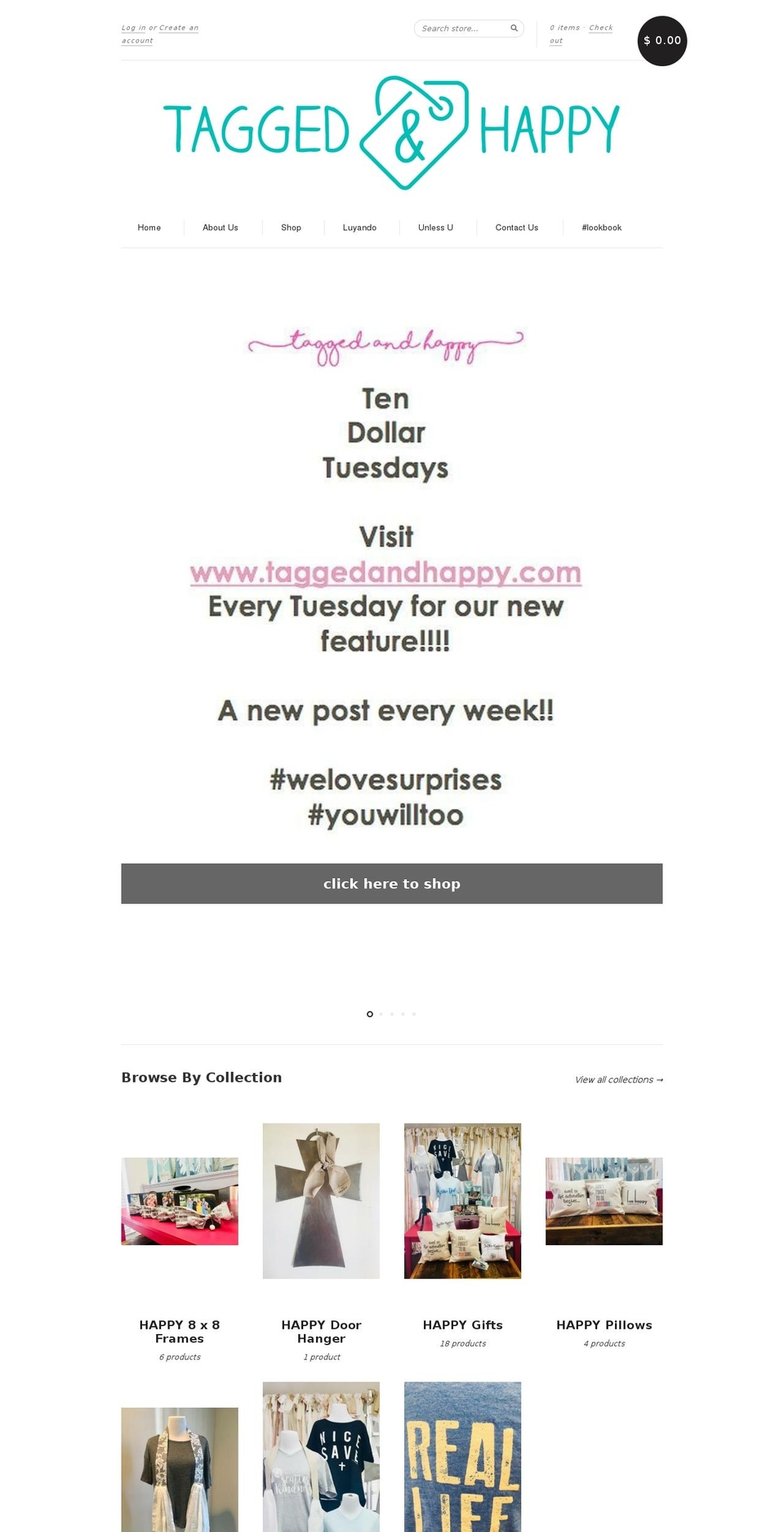 taggedandhappy.com shopify website screenshot