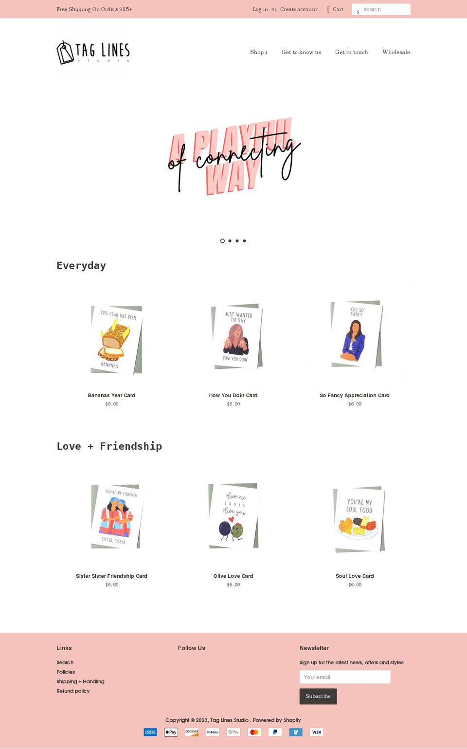 taglinesstudio.com shopify website screenshot