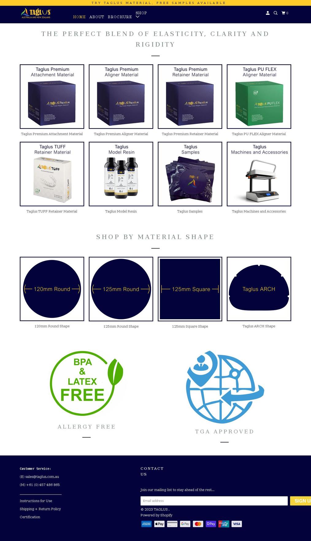 taglus.com.au shopify website screenshot
